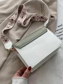 Fashionable New Women's Crossbody Bag, Casual Colorblock Shoulder Bag, Flap Design With Wide Strap, Suitable For Commuting, Work, School, Shopping, Travel And Other Daily Multi-Scenario Use, Multi-Functional Shoulder Crossbody Bag - Green - View 7