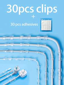 10/30/50/100pcs Transparent Self-Adhesive Cable Clips, No-Drill Wire Organizers, For Cable Management And Fixing, Suitable For Home, Office, Bedside Table, Desk, Wall, Car And Home Office Scenarios, Applicable For USB Cables, Power Cords And Ethernet Cables - Multicolor - View 15