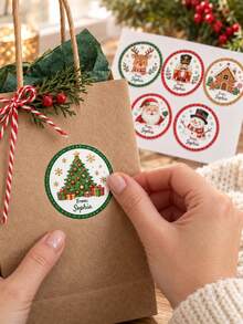 8/20/40pc Christmas Sticker Set Bundle, Personalised Gift Tag Labels, Cute Santa Reindeer Snowman Nutcracker Holiday Envelope Seal Decals,Holiday Present Wrapping Sheet Seals,Holiday Keepsake,Christmas Gift - Multicolor - View 9
