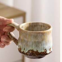 Vintage Ceramic Coffee Mug Mid-Temperature Kiln Glaze Gradient Flowing Glaze High Aesthetic Milk Cup - Multicolor - View 6
