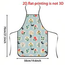 1pc Circle Floral Butterfly Print Apron, Printed With Colorful Small Flowers And Butterfly Patterns, Durable Cooking Apron Suitable For Bakers, Cake Decorators, BBQ Enthusiasts, Gardeners, Painters, Nail Artists - Perfect Gift For Home And Professional Chefs - Baby Blue - View 12