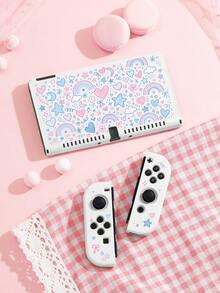 Cailai Cute Hand-Drawn Doodle Line Art Pattern Switch Console Protective Case, Soft Crayon Texture, Compatible With Switch OLED And Switch Console, Made Of Soft TPU Material, No Disassembly Required, Anti-Drop And Dust-Proof, Ideal Gift Compatible With Switch Gamers, Elegant And Cute Switch Console Protective Case, Switch 2 Storage Bag/Dock Case. - View 7