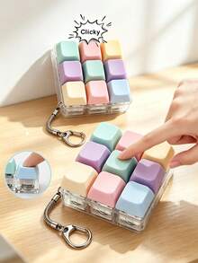 Keyboard Cube Stress Relief Keychain - Pressable Buttons, Soothing Desk And Pocket Accessory, Unisex For Adults, Car Keychain And Bag Charm, Birthday Gift, Student (Note: Non-Glowing) - Multicolor - View 1