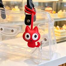 Cute Big-Eyed Red PU Leather Kitten Pendant, Versatile Accessory For Handbags, Crossbody Bags, Backpacks, Packaging Decoration - Multicolor - View 3
