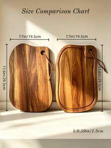 Solid Wood Cutting Board, Acacia Wood With Rope, 2 Sizes Available, Home Use Solid Wood Meat And Fruit Cutting Board, Hanging Solid Wood Vegetable Cutting Board, Kitchen Prep And Cutting Board, Kitchen Home Use Fruit, Vegetable, Meat Cutting, Wear-Resistant And Non-Deforming, Easy To Clean, Suitable For Kitchen And Restaurant Use - Natural Wood Color - View 7