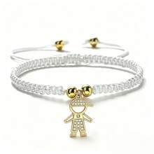 1Pc Rhinestone Little Boy Pendant Bracelet Adjustable Braided String Knot Bangles For Men Boys Cute Friendship Family Jewelry Gift - Boys - View 17