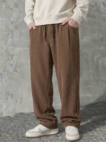 1pc Boys' Comfortable Outdoor Sports Casual Loose Straight Leg Pants, Daily Commute Streetwear Preppy Style - Brown - View 1