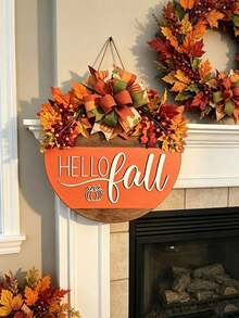 1pc 3D Autumn "Welcome" Sign - Designed With Autumn Theme, Featuring A Circular Wreath, Perfect Decoration For Your Front Door. Ideal For Autumn Celebrations And Thanksgiving Home Decor. Perfect Autumn Home Decor Item - A - View 10