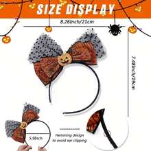 1pc Halloween Headband, Pumpkin Bow Design, Party Hair Accessory, Pumpkin Mesh Headpiece, Autumn Hair Accessory - Multicolor - View 5