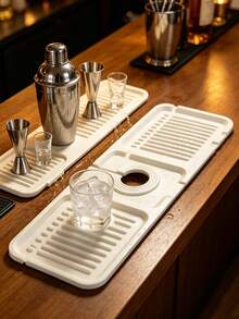 2pcs/1pc Foldable Silicone Sink Drain Mat, Multi-Functional Retractable Draining Board, Kitchen Essential For Small Apartments, With Round Hole To Fit Faucet, Textured Ridges For Fast Drainage And No Water Accumulation, Waterproof And Non-Slip, Multi-Purpose. Can Be Used As Dish/Fruit/Vegetable Washing Station, Dish Soap/Sponge Storage Mat, Craft Anti-Stain Mat, Coffee Bar Drip Tray, Makeup Brush Drying Mat. Soft And Foldable, Can Be Hung For Storage After Use, Space-Saving, Fits Most Sinks, Perfect For Singles, Cleanliness Enthusiasts, And As A Gift. - White - View 8