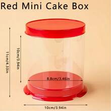 Transparent Mini Cake Box With Flip Lid And Decorative Ribbon Bow, PET Plastic Round Container For Birthday Party, Wedding, Party Decoration, Christmas, Thanksgiving, Mother's Day, Valentine's Day, New Year, Halloween, Decorative Ribbon Design - Multicolor - View 7