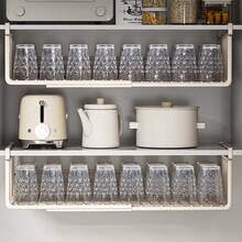 Expandable Under-Cabinet Hanging Storage Basket, Adjustable Under-Cabinet Organizer, Pull-Out Cabinet Storage Rack Without Drilling - Multicolor - View 9