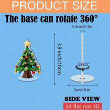 2D Flat, 1pc Rotating Acrylic Christmas Tree Decoration With Color-Changing Ball Ornament And Gold Star _Outdoor Rotating Top, Suitable For Tabletop, Entrance, Coffee Table, Gold Top Green Tree - A - View 6
