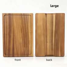 1pc Wooden Cutting Board, Cheese & Sausage Board, Meat, Cheese, Bread, Vegetable And Fruit Chopping Board With Juice Groove And Handle For Kitchen - Brown - View 15