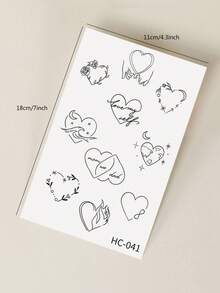 Herbal Juice Semi-Permanent Magic Tattoo Stickers, Multiple Creative Minimalist Heart Patterns, Long-Lasting 14 Days Without Fading Or Reflecting, Temporary Tattoo Stickers For Arm, Shoulder, Neck, Collarbone, Body, 1pc/Pack - Blue - View 10