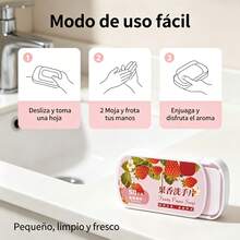 Hojas de jabón para manos aroma fresa caja deslizante 50 unidades portátil desinfectante para niños viaje escuela - Predeterminado - Ver 6