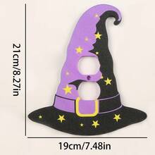 1pc Purple Wizard Hat Shaped 3D Printed Plastic Switch Panel, Decorated With Yellow Star Pattern, Halloween Theme Wall Switch Decorative Cover Plate - Multicolor - View 13