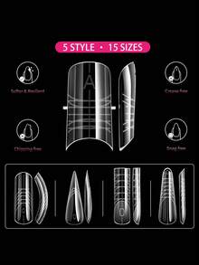 75pcs Dual Nail Forms Set, 5-Shape 15-Size Reusable Clear For Poly Gel Nail Molds, Nail Extension Forms For Poly Gel Manicure Nail-Salon Supplies - Clear - View 4