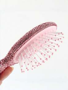 1Pc Rhinestone Air Cushion Hair Brush, Mini Detangling Scalp Massage Brush, Anti Static Bling Travel Hair Brush For Women - Multicolor - View 6