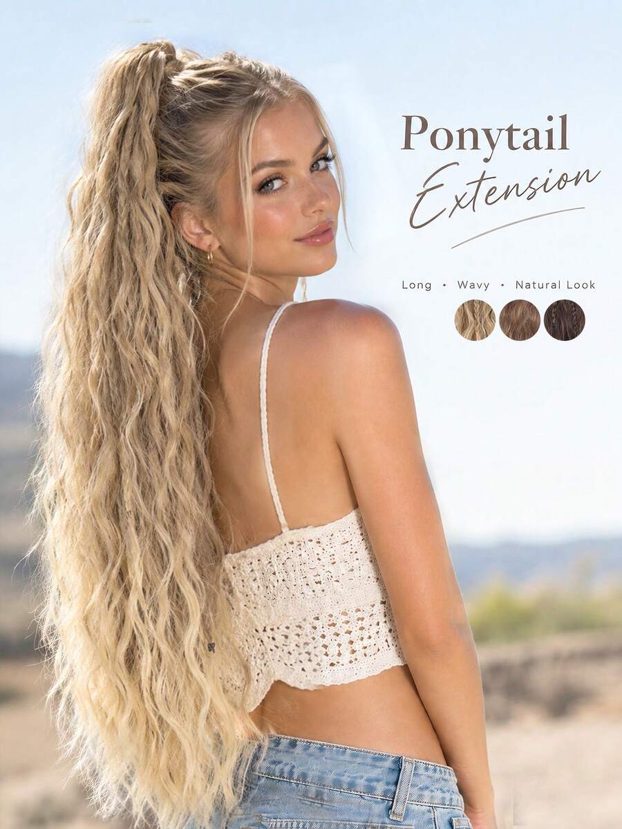 Claw-Clip Ponytail Featuring Long, Wavy Hair And Delicate Braids; A Stylish Accessory Perfect For Music Festivals, Parties, And Everyday Looks. - Multicolor - View 1