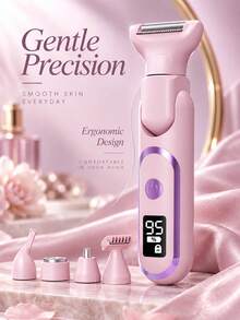 New Women's 5-Head Multi-Purpose Electric Hair Removal Device, Bikini Area & Underarm Trimmer, Portable Electric Shaver For Women, Full Body Electric Epilator, Multifunctional 5-Head Shaver For Hair And Pubic Hair Removal - Multicolor - View 7