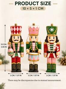 Freestanding Christmas Nutcracker Tabletop Decor, Featuring Christmas Ball, Drum And Candy Shapes, Soft Rustic Farmhouse Style, Suitable For Decorating Multi-Tier Trays, Dining Tables Or Porches - Multicolor - View 3