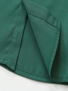 KIMOCAT Boys' Autumn Long Sleeve Solid Color Shirt, Versatile Collared Blouse, Multiple Colors Available - Green - View 6