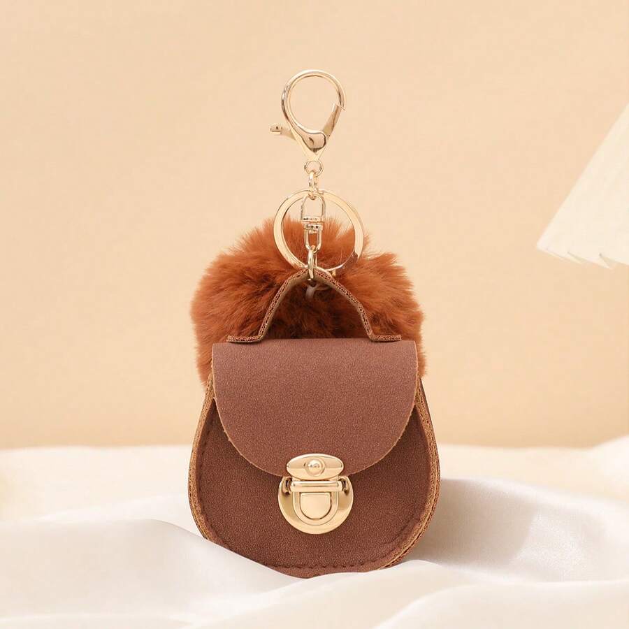 Vintage Mini Pouch Keychain Pendant Bag, Hanging Decor Storage For Lipstick, Earphones, Car Keys, Women's Bag Charm - Brown - View 1