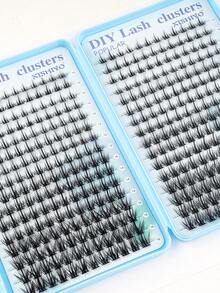 XISHIYO Cluster False Eyelashes Set - Includes 384 Clusters Of Lightweight Wispy D-Curl Single Cluster Lashes (10-16mm), With Soft Eyelash Band, Eyelash Glue And Setting Liquid, Tweezers And Brush, Beginner-Friendly Cluster False Eyelashes Set, Suitable For Home DIY - Create Natural Makeup Look - Multicolor - View 5