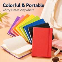 1pc A6 Hardcover Pocket Notebook, 80 Pages Portable Mini Notebook, Premium PU Cover With Elastic Band Design, Lined Pages, Suitable For Writers, Students And Professionals, Office Supplies, Independence Day Gift - Multicolor - View 3