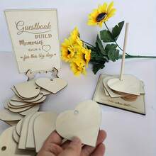 72pcs Wooden Heart-Shaped Guestbook - Rustic Wedding Reception Decor & Favors, Birthday Baptism Keepsake Plaques | Alternative Guest Book - A - View 1