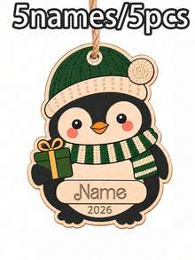 Custom Penguin Christmas Ornament, Personalized Holiday Tree Decoration, Festive Christmas Tree Decorations, Customized Gift Penguin Hanging Decor, Customizable Name Party Ornament, Winter Keepsake Gift For Family, Friends, Seasonal Celebration - Style F - View 9