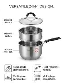 MiLaiWP 1 Set Ins Style Minimalist Stainless Steel Pot, Highly Attractive Multi-Function Milk Pot Soup Pot Noodle Pot, Thickened Kitchenware, Stackable For Easy Storage And Space-Saving, Minimalist Multi-Use Pot, Exquisite Lifestyle Essential - View 9