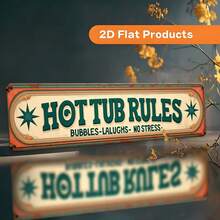 2D Flat Decorative Sign "Hot Tub Rules: Bubbles - Laughter - No Stress", Perfect For Home, Cafe, Garage, Durable And Easy To Install, Ideal Gift For Christmas Or Holiday Decor (Random Style) - A - View 4