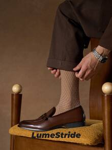 Men Crew Socks | Business & Everyday | Versatile Dress Socks | Comfortable Nylon | All-Match Style - Khaki - View 3