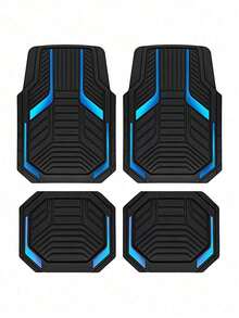 4pcs/2pcs Universal All-Weather Car Floor Mats Set, Red & Black Geometric Pattern Non-Slip Floor Mats, Full Coverage Front & Rear Row Mats, Suitable For Sedan, SUV, Truck, Van, Fashionable Car Interior Accessories - A - View 11