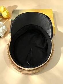 1pc Fashion Classic Autumn/Winter New Fishbone Pattern Flat Cap Outdoor Casual Solid Color Newsboy Hat - Flat Top - View 7