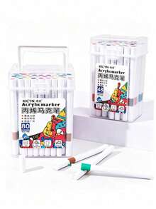 36/48/60 Colors Washable Acrylic Marker Set, Water-Based Painting Pens With Portable Storage Box, Quick-Drying Art Supplies, Suitable For Stone, Wood, Canvas, Ceramic And DIY Crafts, Art Painting Markers - Multicolor - View 3