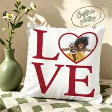 1 Stück roter LOVE-Buchstaben Kissenbezug mit individuellem Bild, Herzrahmen-Porträtdruck Kissenbezug, romantisches Geschenk Stoffkissenbezug, Heimdekoration Sofa Dekokissenbezug, Kissenfüllung nicht enthalten - Verschiedenfarbig - Übersicht 15