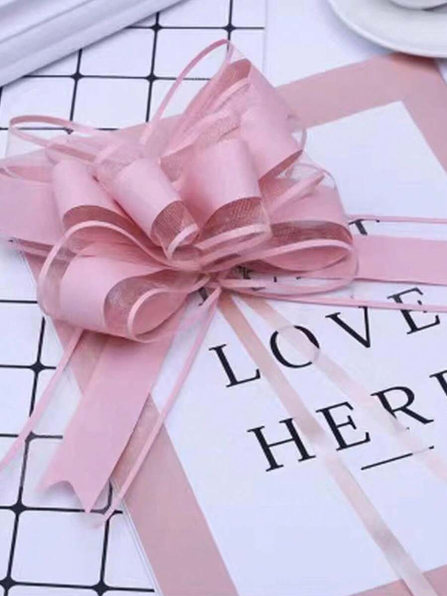 1 Pack 10pcs Snow Gauze Bow Ribbon Tassel Gift Wrapping Ribbon Colorful Ribbon Handmade Tassel Festival Party Wedding Marriage Wedding Car - Lotus Root Powder Pink - View 1