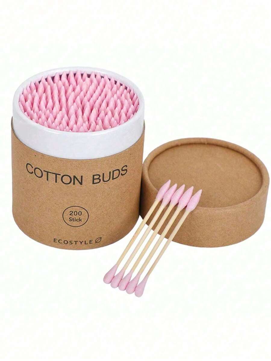 200pcs Swabs Per Box (Multi-Color), Dual-Ended Design,Versatile Use, Portable - Disposable Bamboo Wood Swabs Suitable For Ear/Nose Cleaning, Makeup Removal And Nail Art