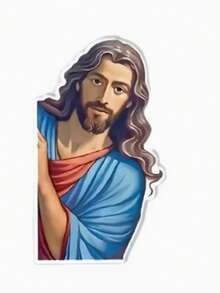 1pc 2D Flat Jesus Blesses Playful Christmas Halloween Wall Decor Car Wedding Hanging Ornament - A - View 3