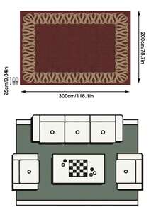1PC Burgundy Border Wavy Area Rug, Faux Cashmere Material Rectangular Classic European Geometric Pattern, Machine Washable Suitable For Living Room Bedroom Daily Home Decor, Aesthetic Home Decoration - Multicolor - View 12