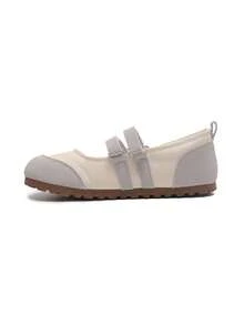 ZKBBO Women's Heart Buckle Double Strap Mary Jane Flats, Spliced Round Toe Casual Flat Shoes - Beige - View 7
