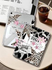 1pc Leopard Print Star Patchwork Floral Letter Tablet Case Compatible With IPad Mini6/Mini7/10.2/10.5/10.9 (Air4-Air8)/Pro 11/10th Gen/A16/Pro 11 2024, Double-Sided Painted Pattern Tablet Case, Transparent Acrylic Back Shell, Silk Texture 8-Angle Stand, Auto Sleep/Wake, Built-In Pen Slot, Pen Not Included, Some Models With Camera Frame - Multicolor - View 2