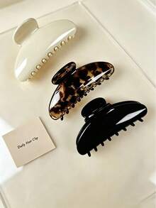 3/1PC Simple Temperament Semi-Circular Arc-Shaped Hair Clip, Fashionable And Versatile Hair Claw, Hair Grade Feeling, Disc Hair Clip, Headband - Multicolor - View 4