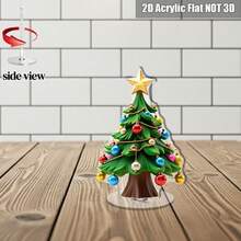 2D Flat, 1pc Rotating Acrylic Christmas Tree Decoration With Color-Changing Ball Ornament And Gold Star _Outdoor Rotating Top, Suitable For Tabletop, Entrance, Coffee Table, Gold Top Green Tree - A - View 7
