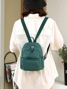 Balo mini nhiều ngăn màu trung tính, ba lô đeo vai nhỏ bằng nylon nhẹ chống thấm nước dùng cho du lịch hằng ngày, mua sắm và đi học - Nhiều màu - Xem 2