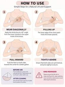 Push-Up Adhesive Silicone Bra, Waterproof Strapless Backless Sticky Bra, Reusable Invisible Lifting Bra, Suitable For Wedding Dress, Swimwear And Summer Tops - Dusty Pink - View 7