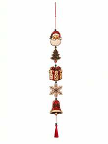 1PC Christmas Wall Hanging Decoration, Vintage Style Multi-Element Printed Garland With Red Cardinal, Lantern, Cottage And Bell Patterns, For Entryway Home Holiday Display - A - View 3